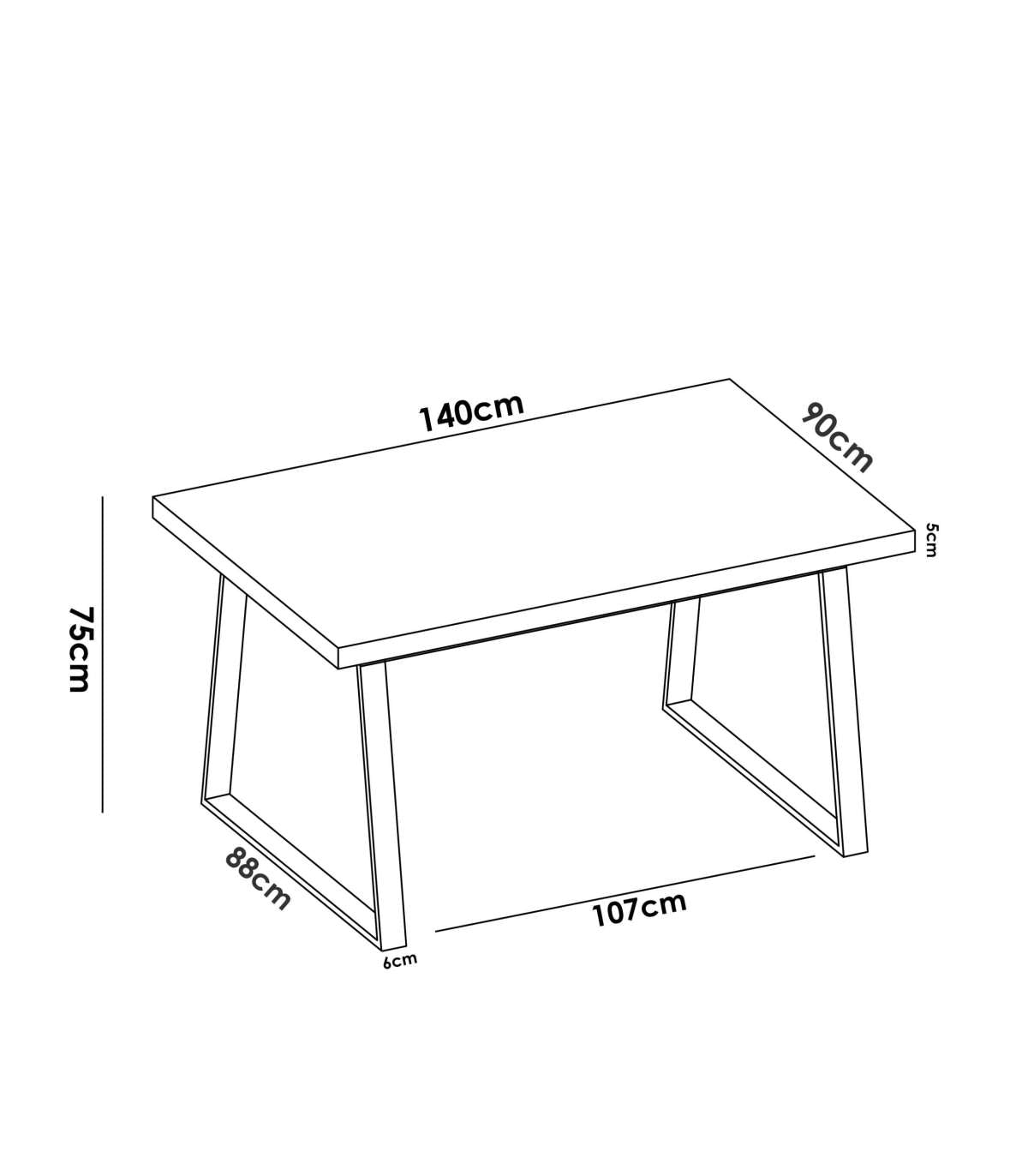 Mesa Salon Fija Rin 140 Acabado Nordic, 75 Cm(alto)140 Cm(ancho)90 Cm(largo)_3