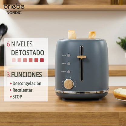 Briebe Nordic Set Cafetera Espresso 20 Bares, Tostadora Pan 2 Rebanadas, Hervidor Eléctrico Agua 1,7l, Skt1209gry, Gris_4