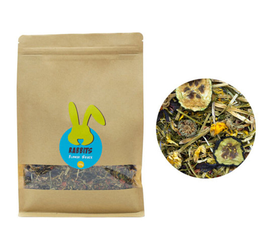 Flower Snack Para Conejos –500 G - Mixtura De Hierbas Y Flores Como Alimento Complementario Para Roedores_0