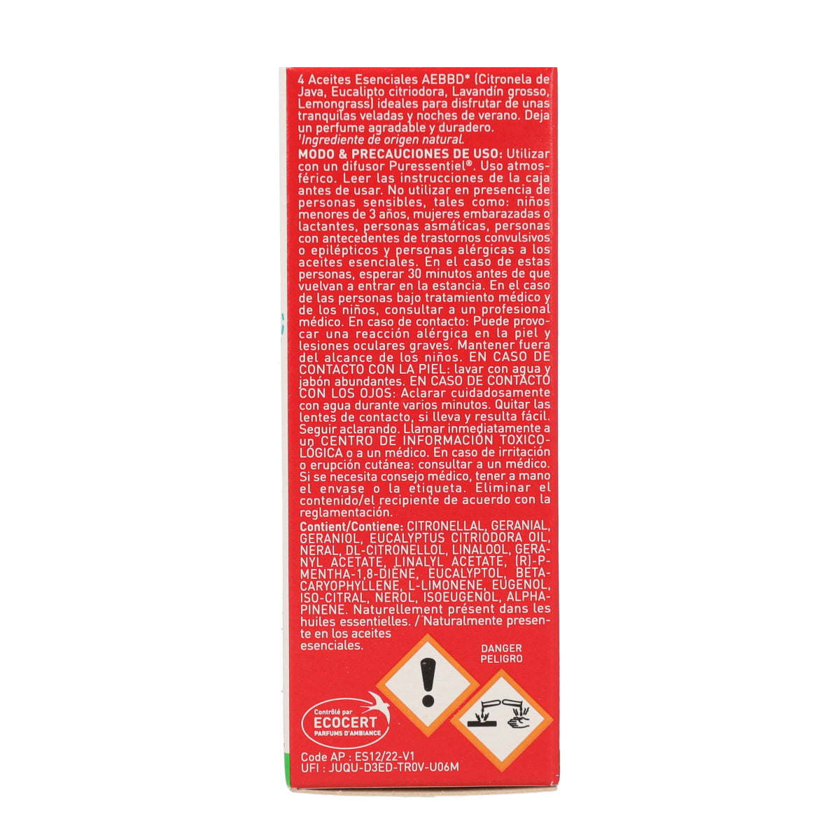 Anti Pic Difusión Citronela Aceites esenciales para difusión PURESSENTIEL 30 ml