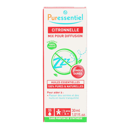 Anti Pic Difusión Citronela Aceites esenciales para difusión PURESSENTIEL 30 ml