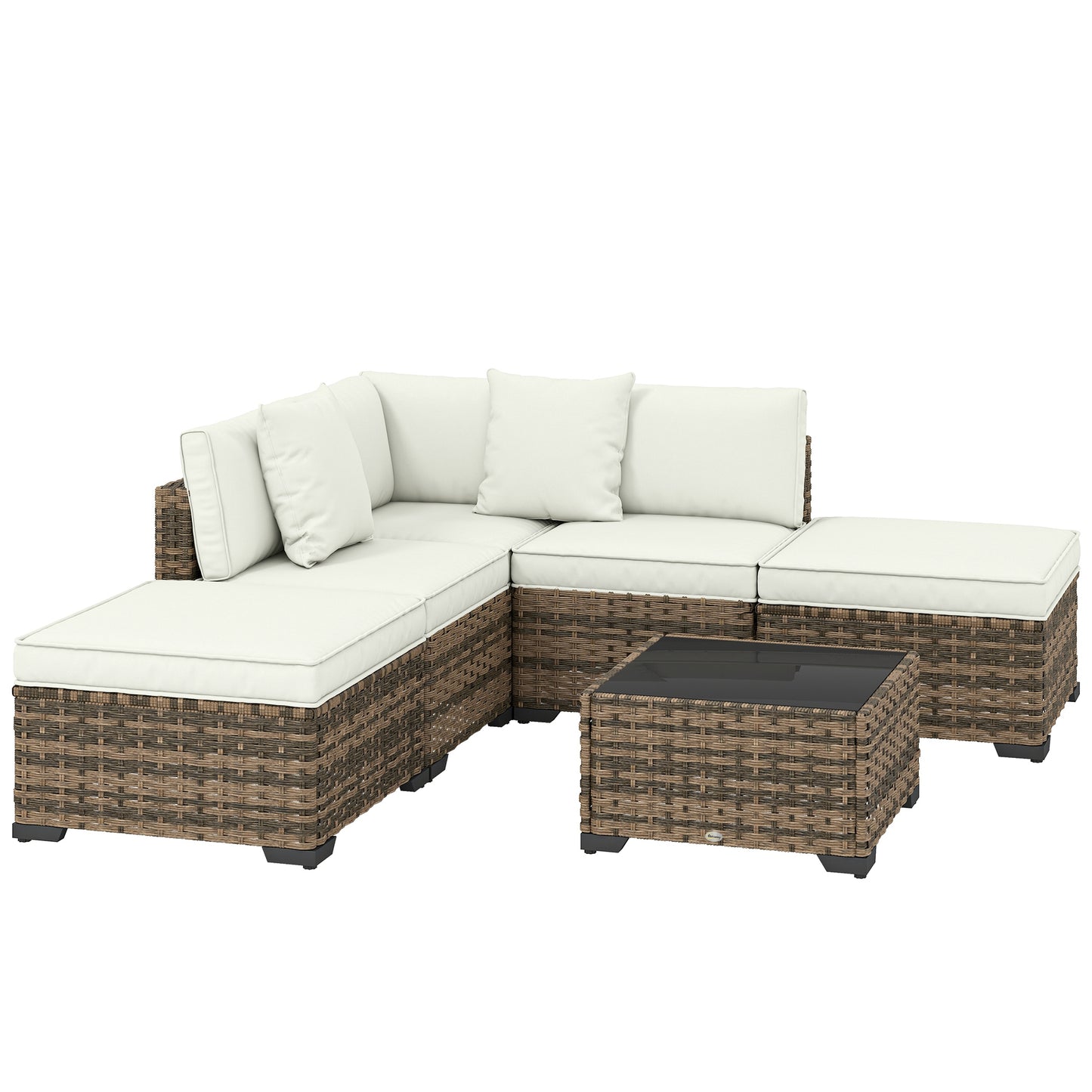Outsunny Conjunto Muebles Jardín Exterior De Ratán 6 Piezas Cojines Amarillo_0