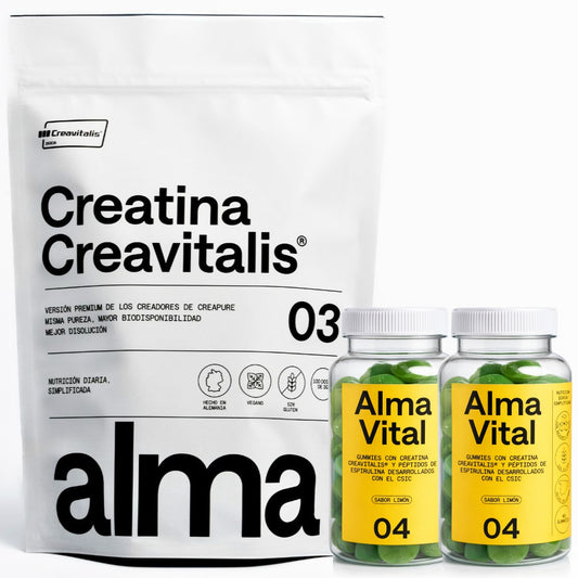Creatina Monohidratada Creavitalis® Alma® 300 G Y 120 Gominolas De Creatina Creavitalis, Vitamina D3 Y Espirulina_0