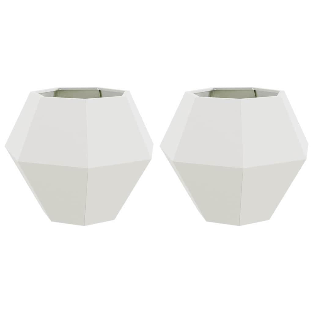 Jardinera 2 Uds. Blanco 75 X 75 X 60 Cm Acero_0