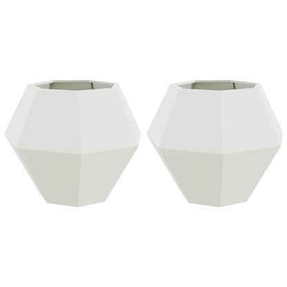 Jardinera 2 Uds. Blanco 75 X 75 X 60 Cm Acero_0