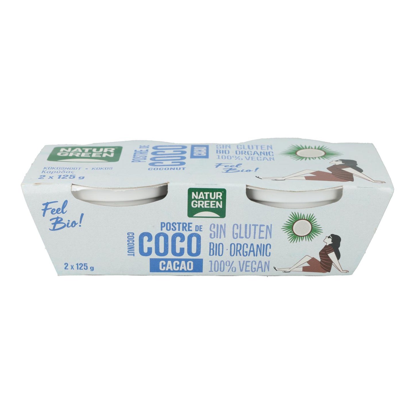 Sobremesa de Coco e Cacau Naturgreen, 2 x 125 g