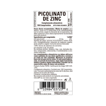 Embalagem 2x Picolinato de Zinco, 100 comprimidos de 22mg