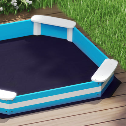 Aiyaplay Arenero Para Niños De +3 Años Con 4 Asientos 133x133x16 Cm Azul Blanco_4