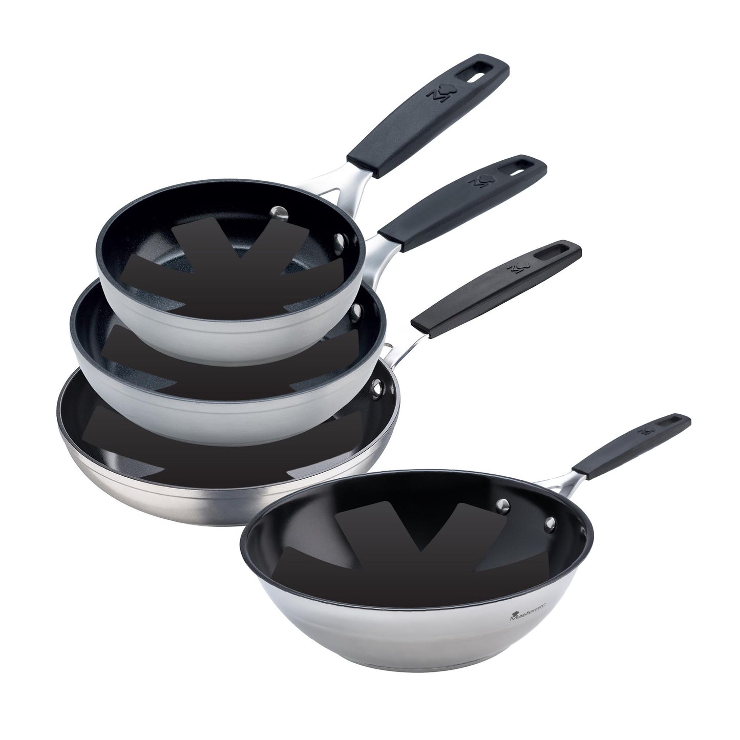 Juego De 3 Sartenes Ø20ø24ø28cm Y Wok Ø28cm En Aluminio Forjado + 4 Protectores Smart Masterpro_0