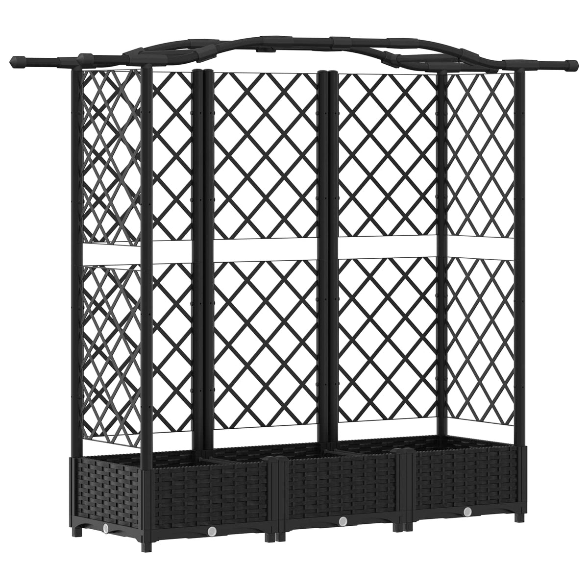 Cama Elevada Con Trellis Y Techo Negro 163 X 40 X 123 Cm Pp_0