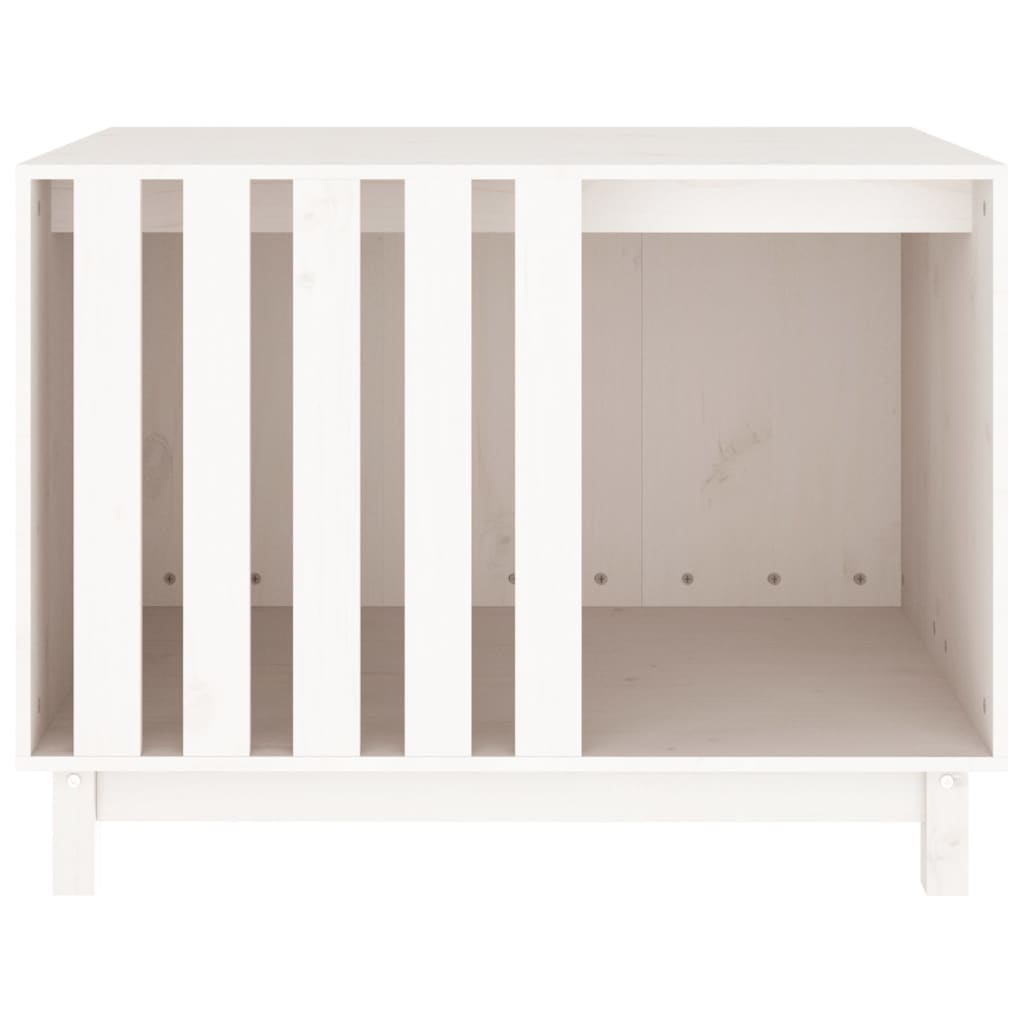 Caseta Para Perros Madera Maciza De Pino Blanco 90x60x67 Cm_3