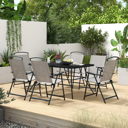 Outsunny Conjunto De Comedor De Exterior Con 1 Mesa Y 6 Sillas Plegables Gris_1