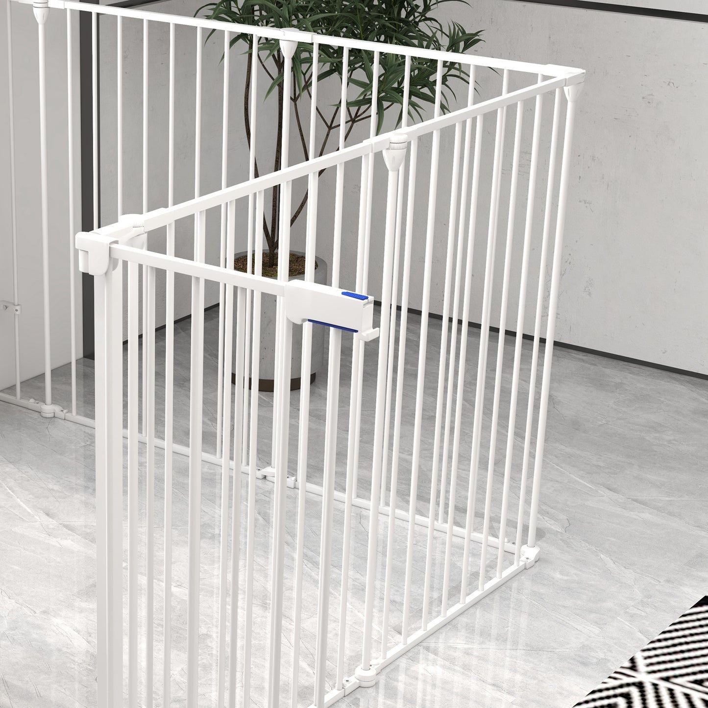 Pawhut Parque Para Perros De 8 Paneles 64x90 Cm Con Doble Cerradura Blanco_3