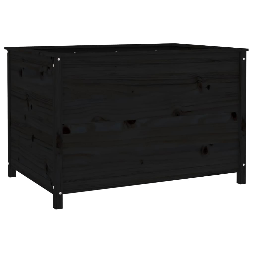 Arriate Elevado De Jardín Madera De Pino Negro 119,5x82,5x78 Cm_5