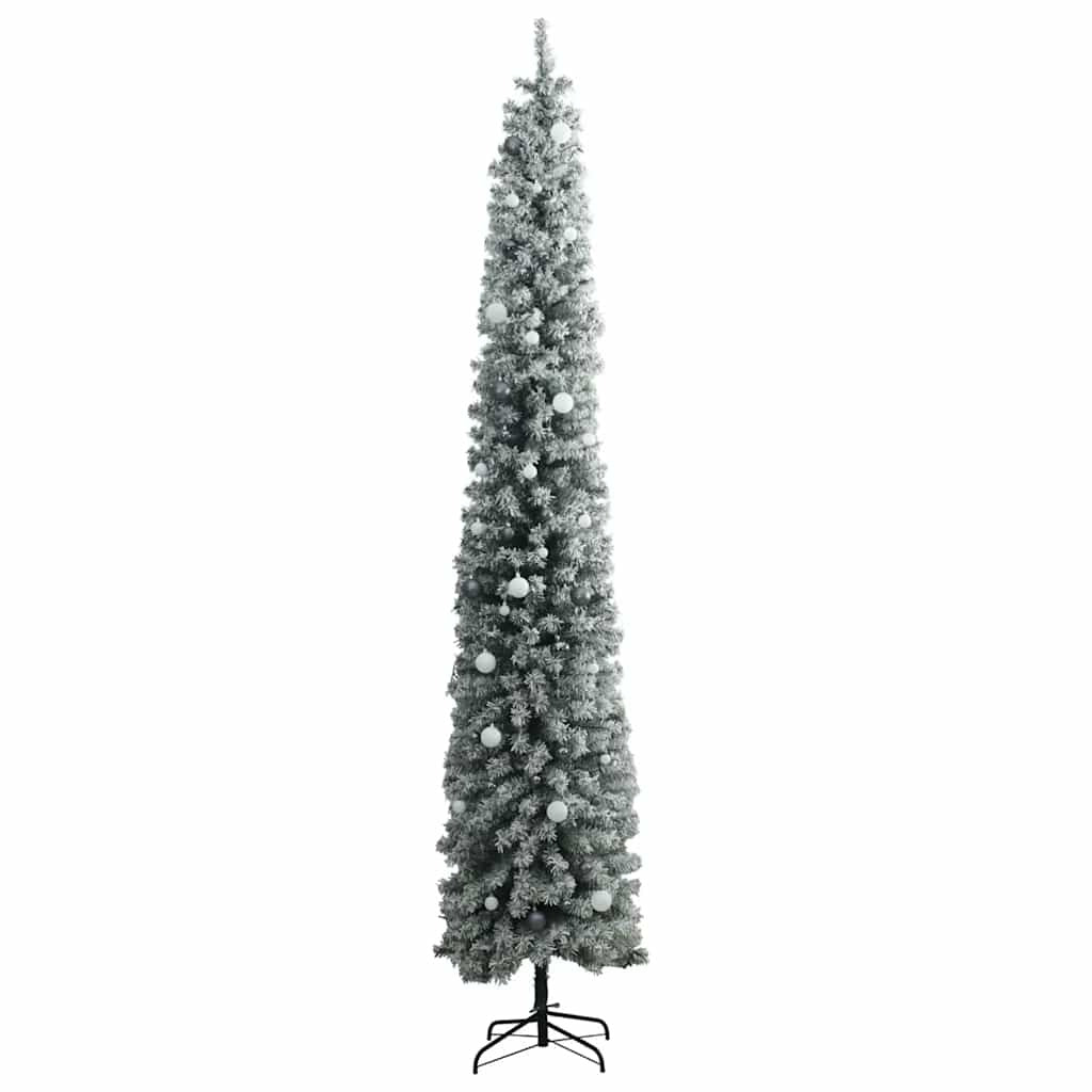 Vidaxl Árbol De Navidad Estrecho Con 300 Led Y Bolas Y Nieve 300 Cm_3