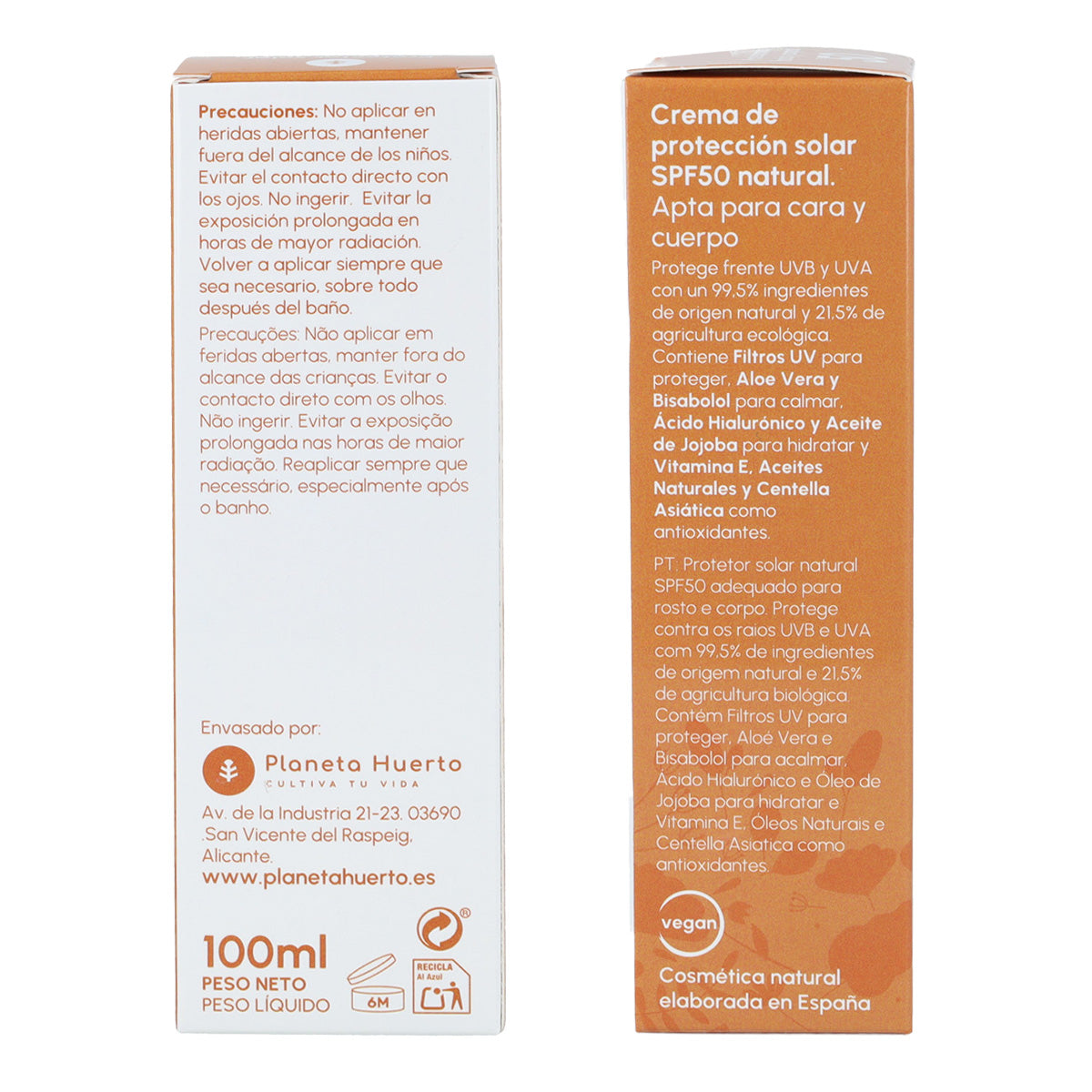 Creme Protetor Solar 100% Mineral FPS50 Planeta Huerto 100 ml