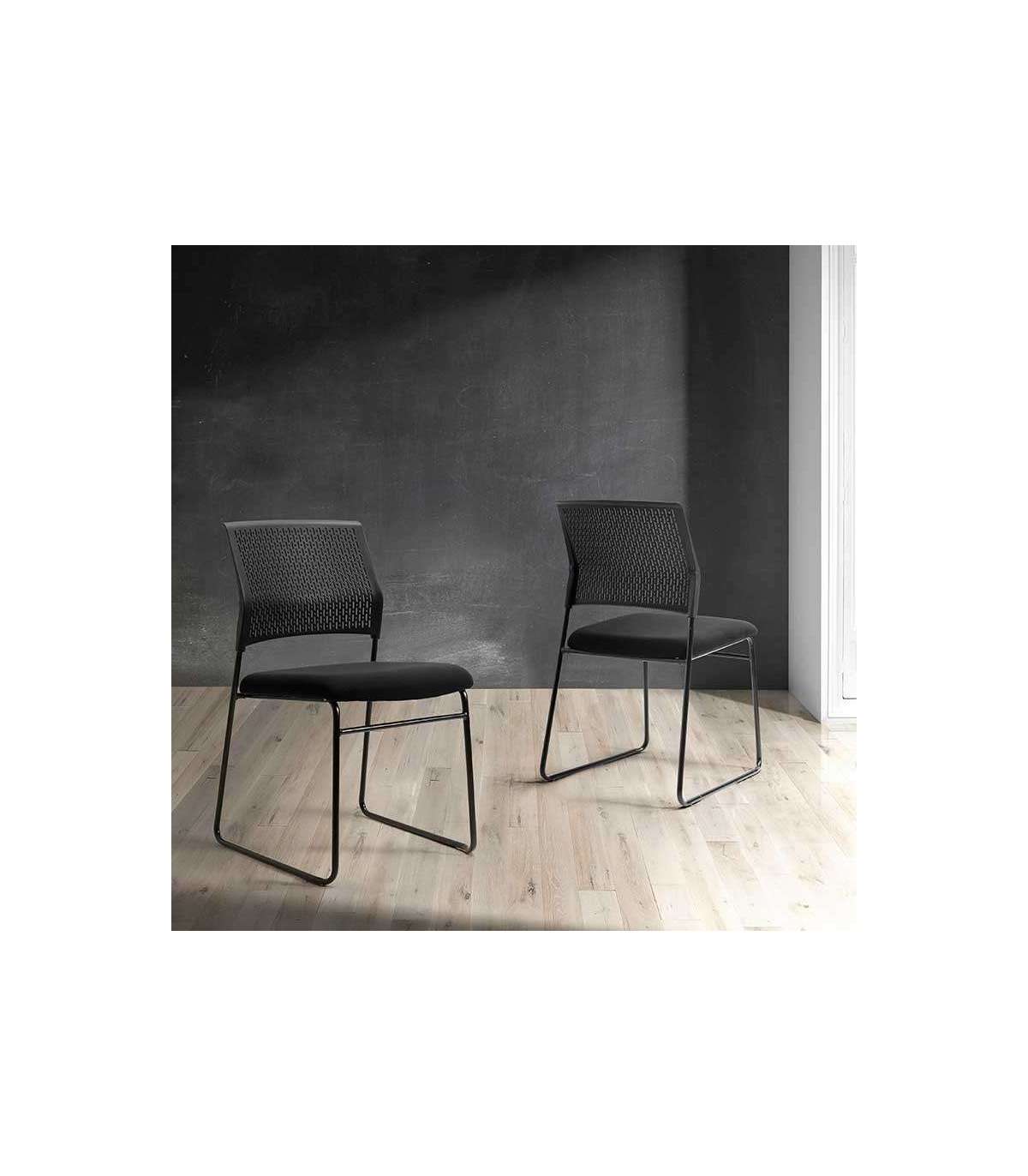 Pack De 4 Sillas Confidente Tapizada En Color Negro, 56 Cm(ancho) 84/94 Cm(altura) 58 Cm(fondo)_3