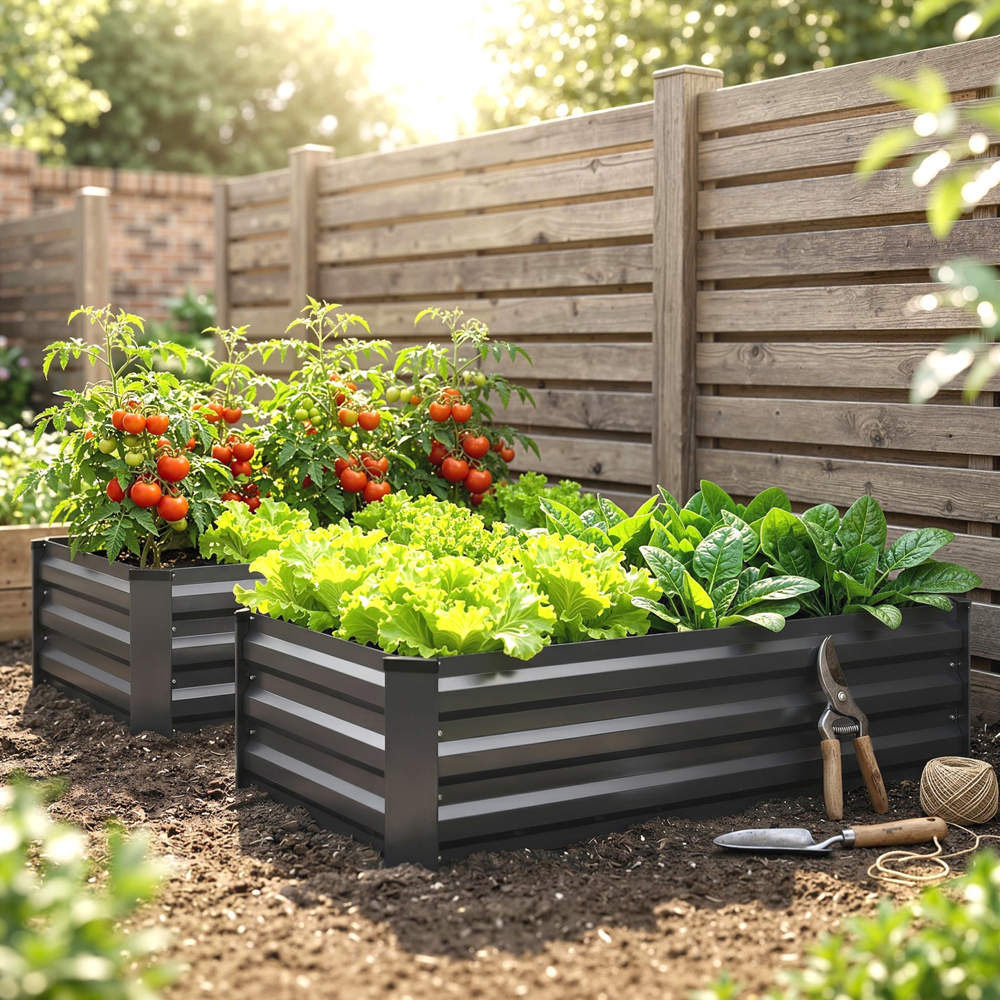 Outsunny Juego De 2 Jardineras De Exterior De Acero 100x60x30 Cm Gris Oscuro_1