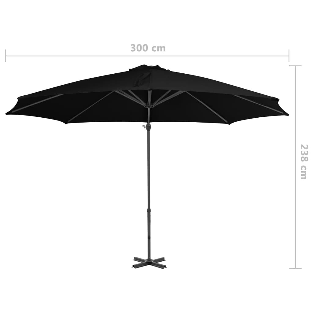 Vidaxl Sombrilla De Jardín Voladiza Con Palo De Aluminio Negra 300 Cm_2