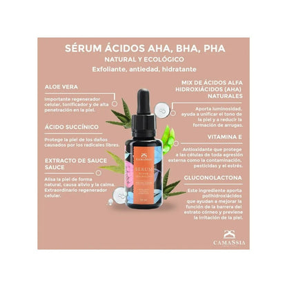 AHA, BHA, Soro Ácido PHA, Camassia, 30ml