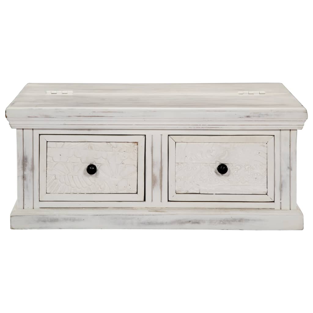 Mesa De Centro De Madera Maciza De Mango Blanco 70x70x30 Cm_0