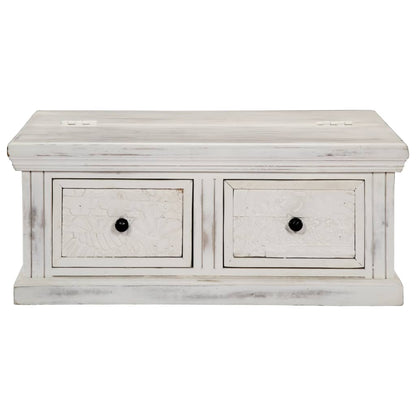 Mesa De Centro De Madera Maciza De Mango Blanco 70x70x30 Cm_0