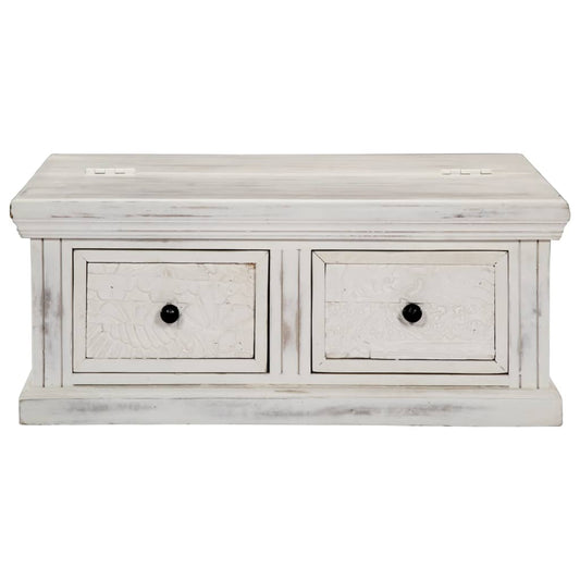 Mesa De Centro De Madera Maciza De Mango Blanco 70x70x30 Cm_0