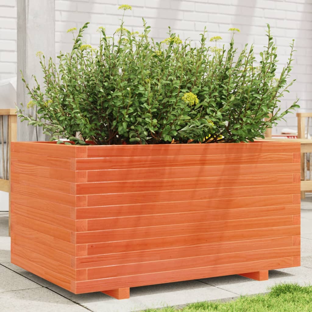 Jardinera Madera Maciza De Pino Marrón Cera 90x60x49,5 Cm_1