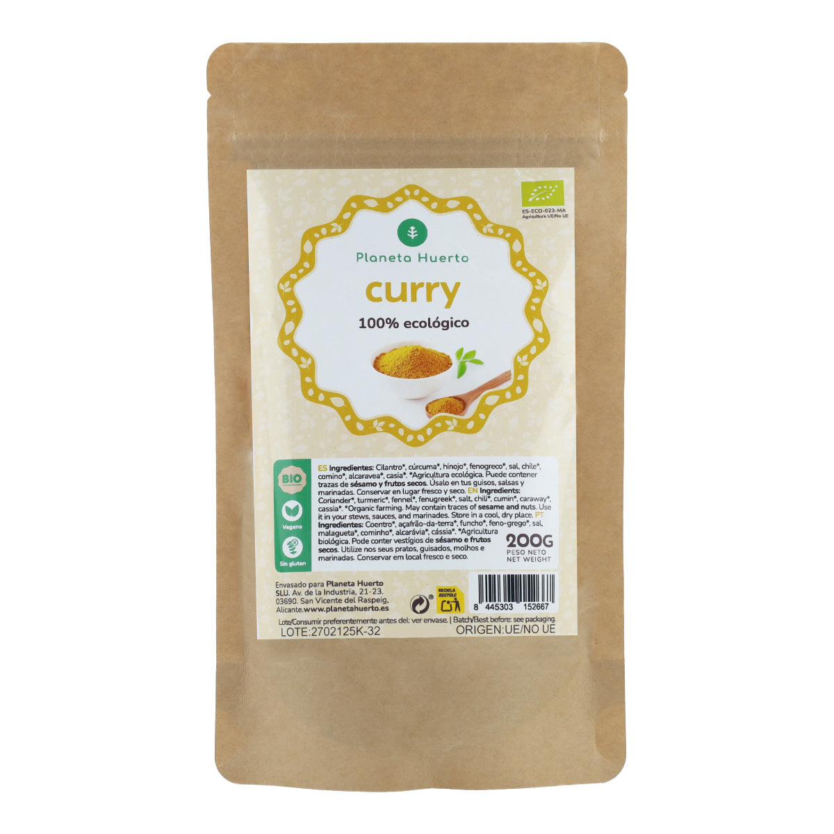 Caril em pó ECO Planeta Huerto 150 g doypack