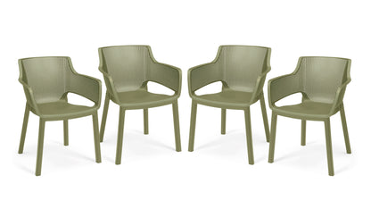 Keter Set X4 Silla De Exterior De Jardín Elisa Cedar Verde 61,5x53x78,4 Cm_0