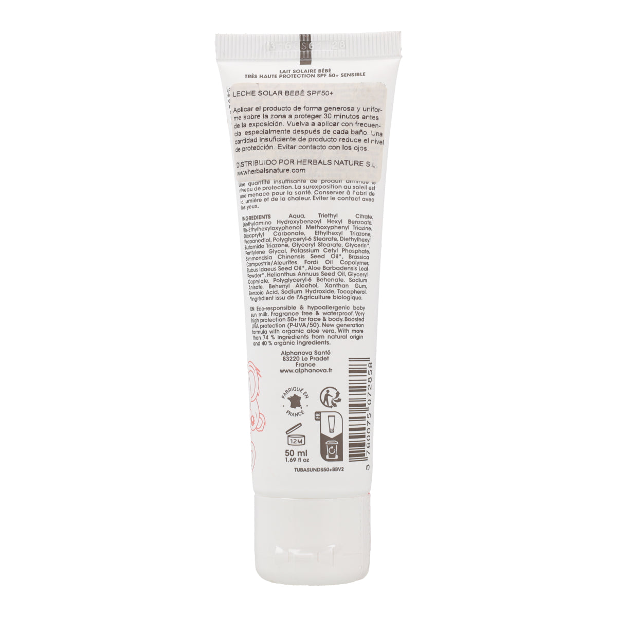 Loción solar daily sun baby sun FPS50+ Sensitive Alphanova 50ml