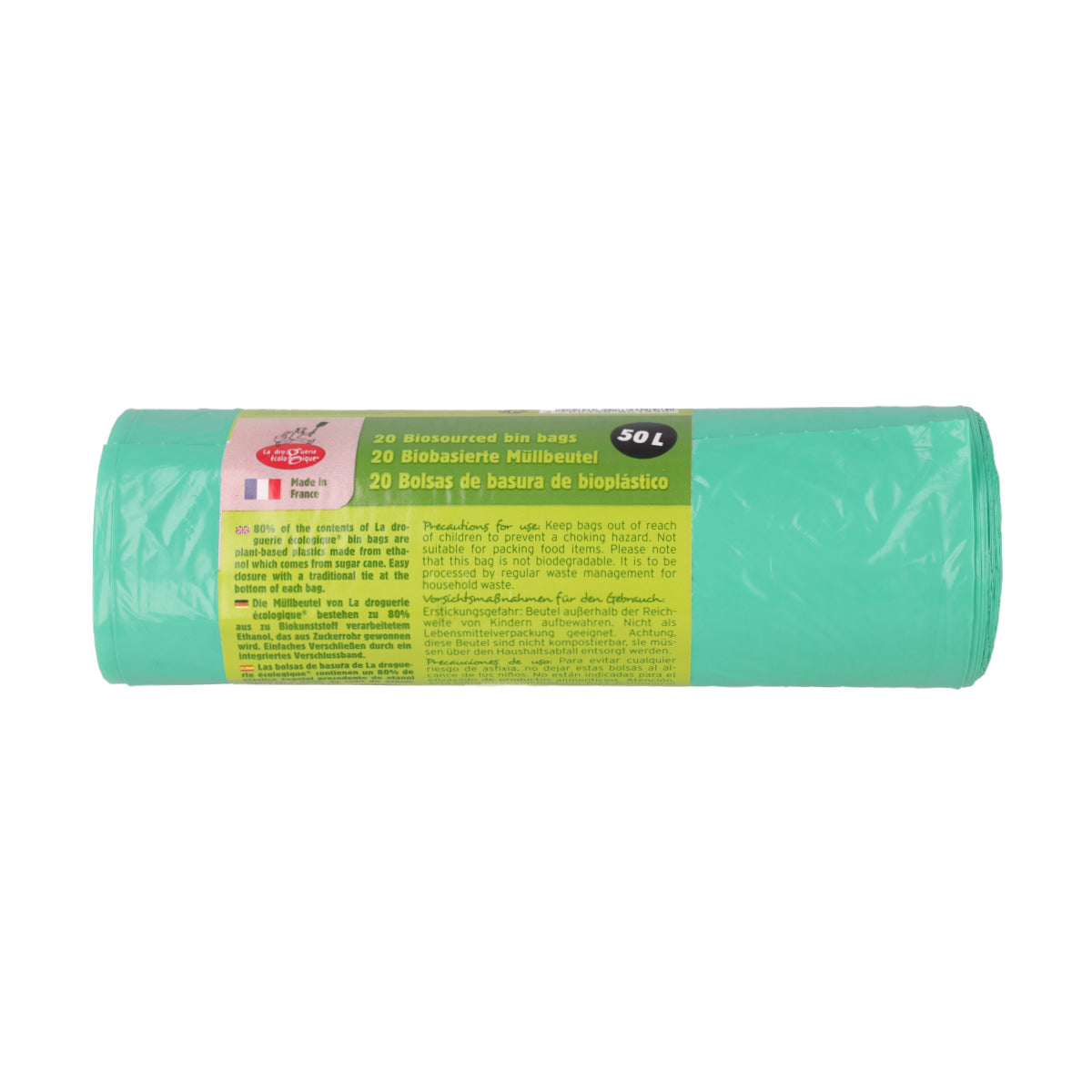 Saco de basura 50l ecoplástico 80x68cm La Droguerie écologique 20ud