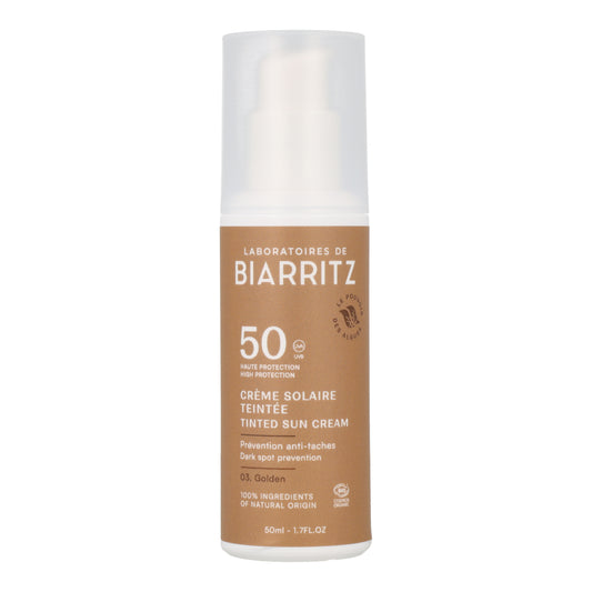 Creme facial dourado FPS 50 Alga-Gorria e aloé vera Bio, Biarritz Laboratories, 50 ml