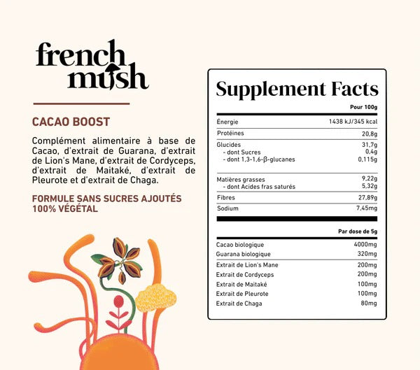 Alternativa al Café Cacao BOOST 80g French Mush 20 dosis