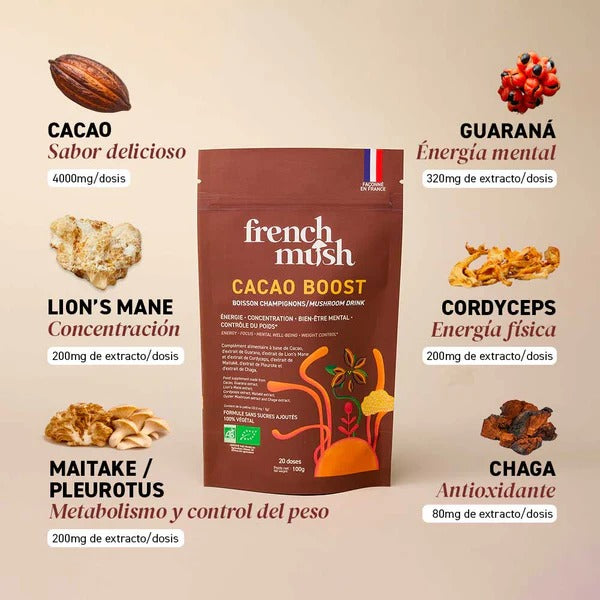 Alternativa al Café Cacao BOOST 80g French Mush 20 dosis