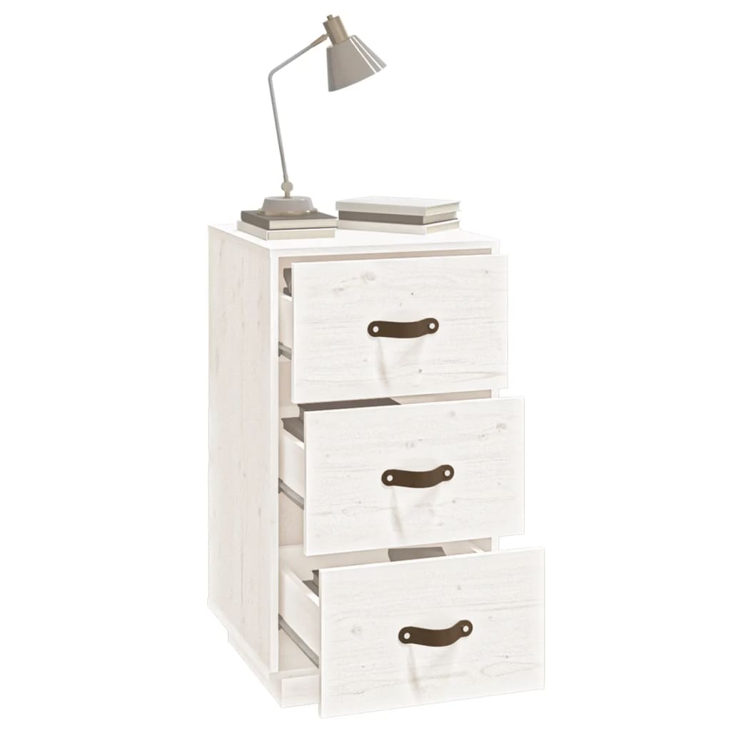 Mesitas De Noche 2 Uds Madera Maciza Pino Blanco 40x40x75 Cm_3