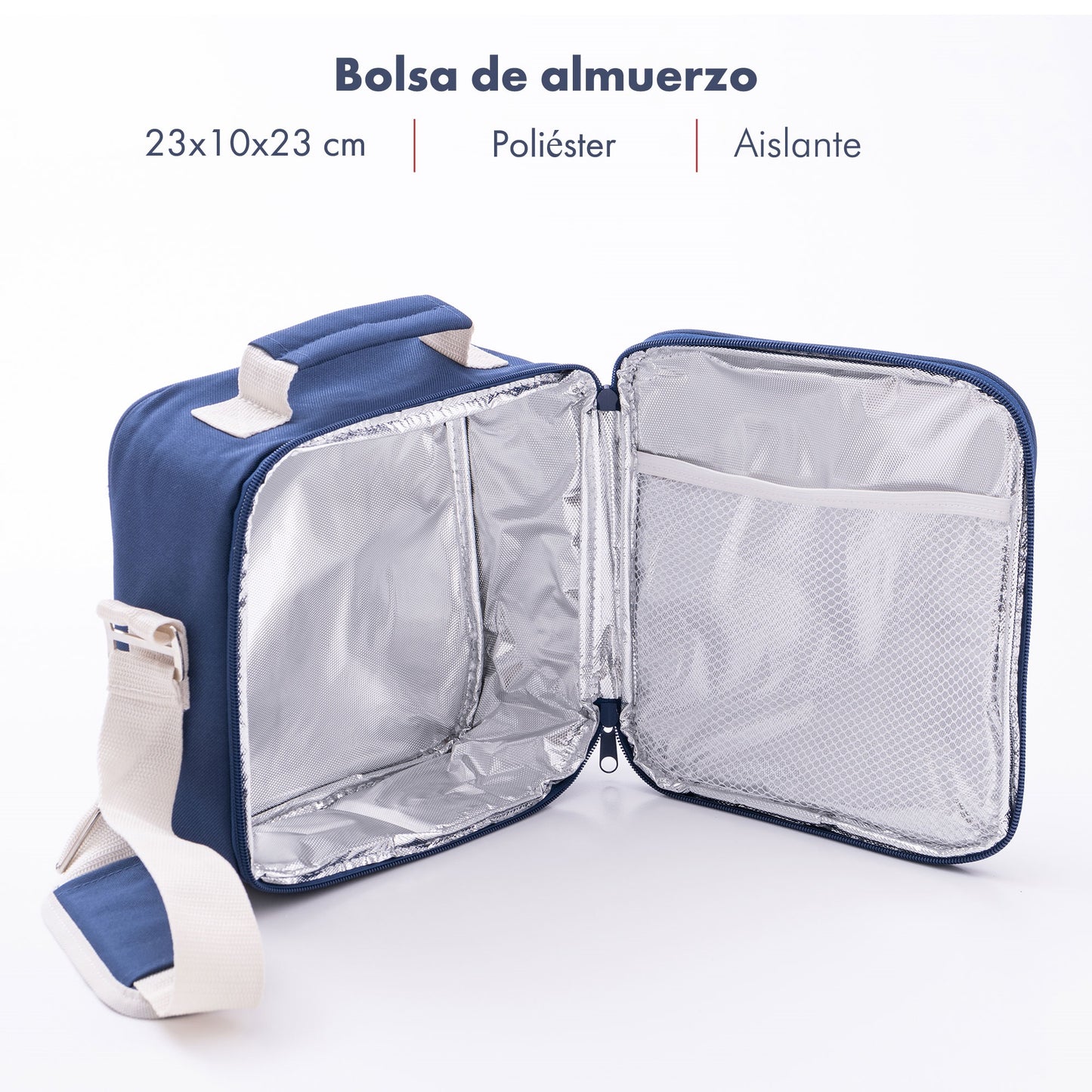 Bolsa De Almuerzo 23x10x23cm En Poliester Color Azul El Ganso_1