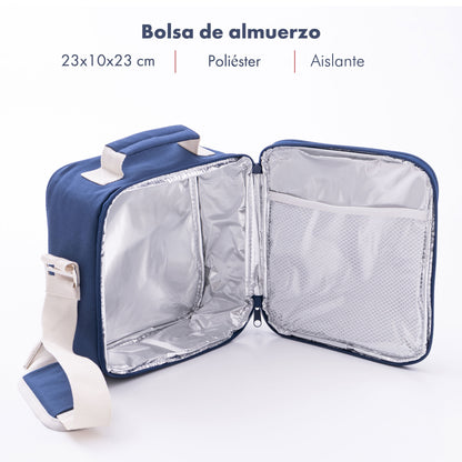 Bolsa De Almuerzo 23x10x23cm En Poliester Color Azul El Ganso_1