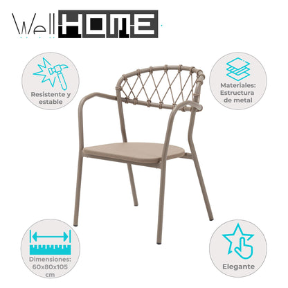 Silla De Exterior Esso Capuchino - Aluminio Ligero Y Resistente 60x80x105cm - Well Home_1
