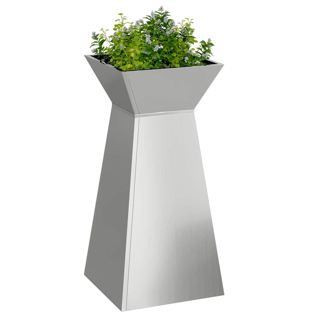 Maceta Pilar Plateado 35 X 35 X 73 Cm Acero Galvanizado_2