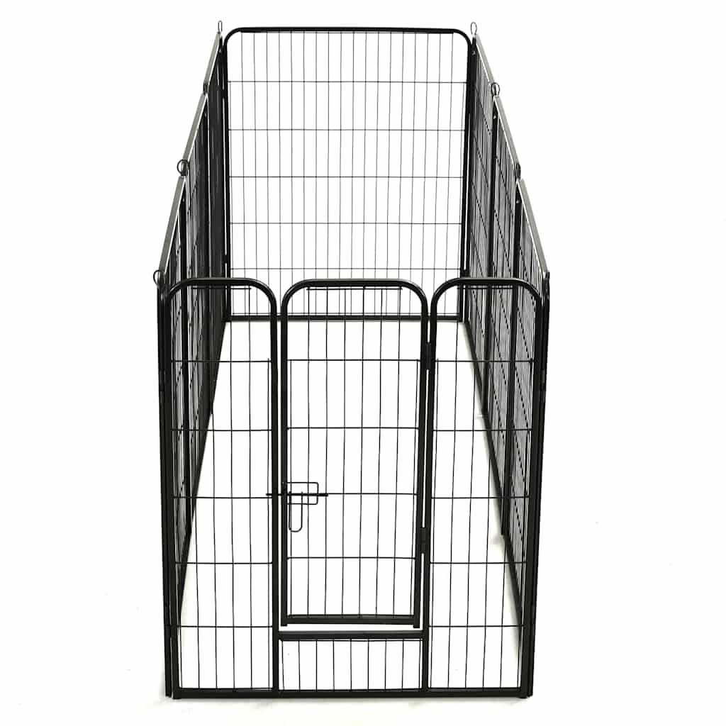 Corral Para Perros 8 Paneles De Acero 80x100 Cm Negro_3