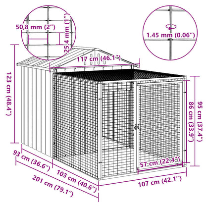 Vidaxl Jaula Para Gallinas Con Corral Antracita 117x201x123 Cm Acero Galvanizado_2