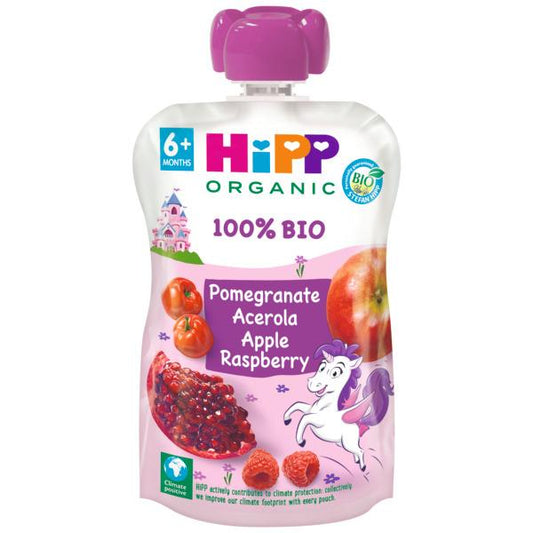 Saquetas Maçã, Framboesa e Romã Bio +6 meses HIPP 100 gr