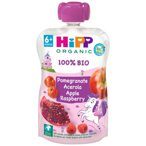 Saquetas Maçã, Framboesa e Romã Bio +6 meses HIPP 100 gr