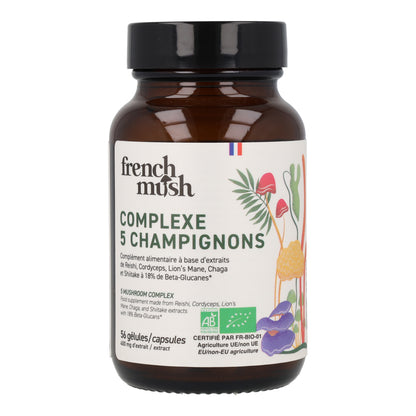 Cápsulas de Extractos Complejo 5 Hongos BIO French Mush 56uds