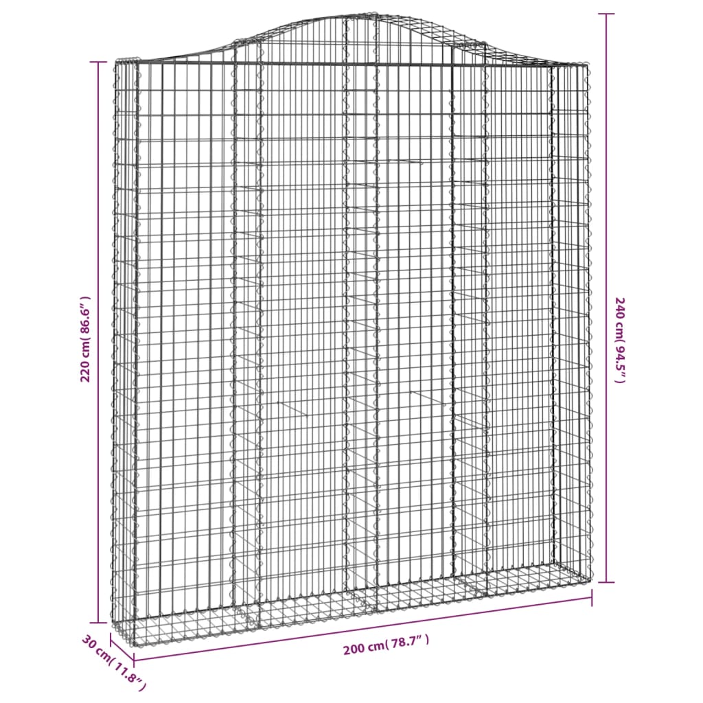 Cestas De Gaviones 2 Uds Forma De Arco Hierro 200x30x220/240 Cm_5