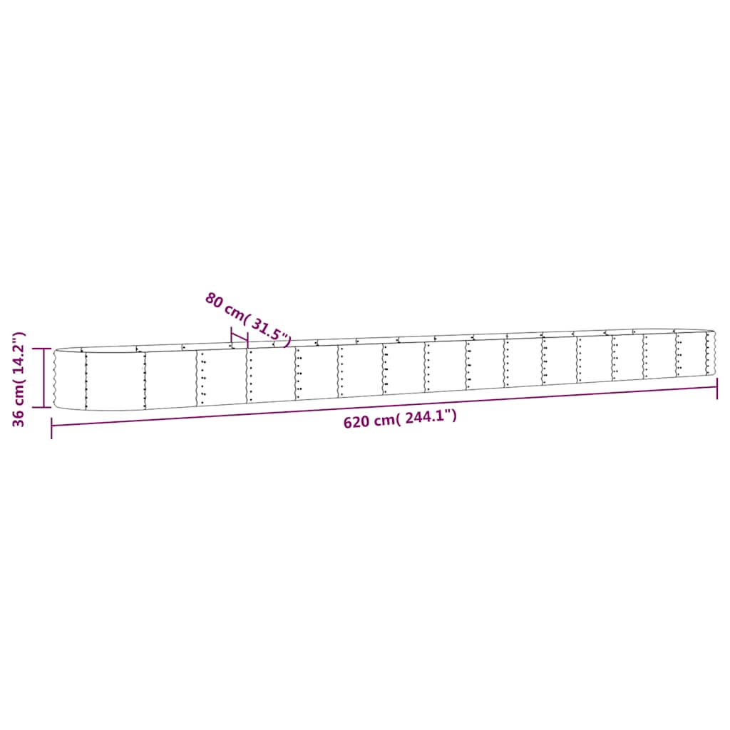 Jardinera Arriate Acero Galvanizado Antracita 620x80x36 Cm_5