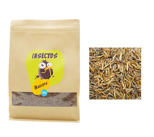Larvas De Gusanos O Maggots Deshidratados Para Reptiles, Tortugas, Peces De Estanque Y Aves – 250g_0