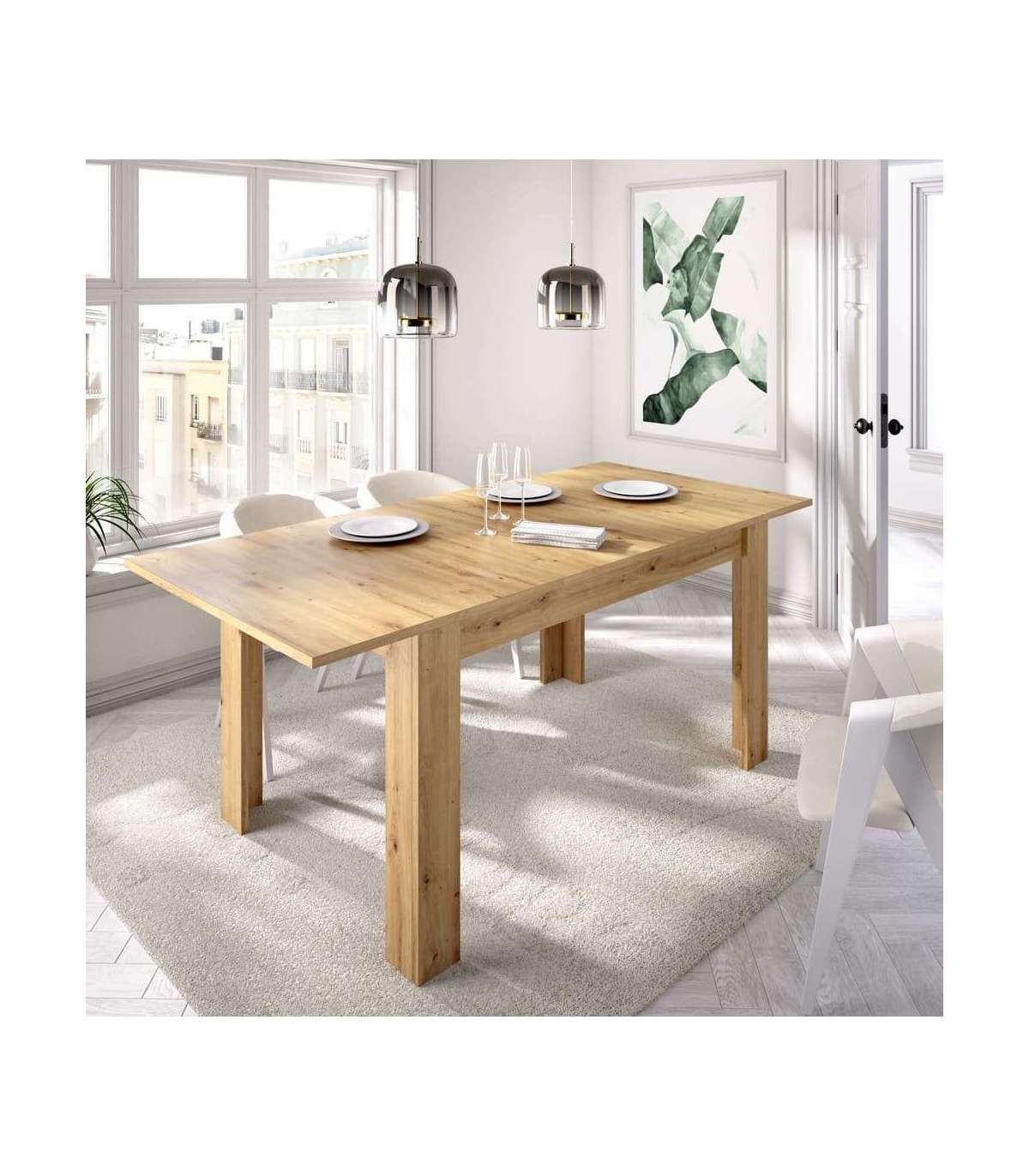 Mesa De Salon Extensible Baños De La Encina En Color Nordic 76 Cm(alto)140-180 Cm(ancho)90 Cm(largo)_5