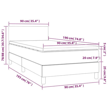 Cama Box Spring Con Colchón Y Led Tela Azul 90x190 Cm / Vetonek_2